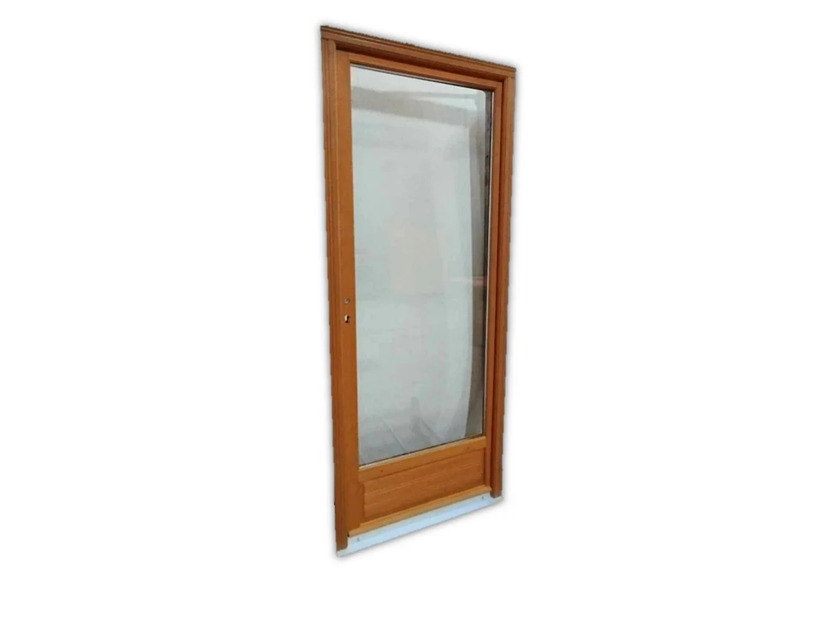 Porta finestra in legno con 1 anta H215 x L80 cm, lato tavola, maniglia a sinistra, GD MENUISERIES