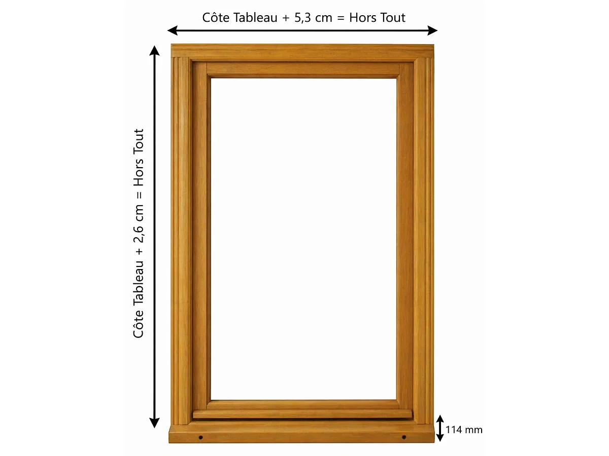 Houten Raam 1 Vleugel H45 x L40 Trek Rechts Ribbenpaneel