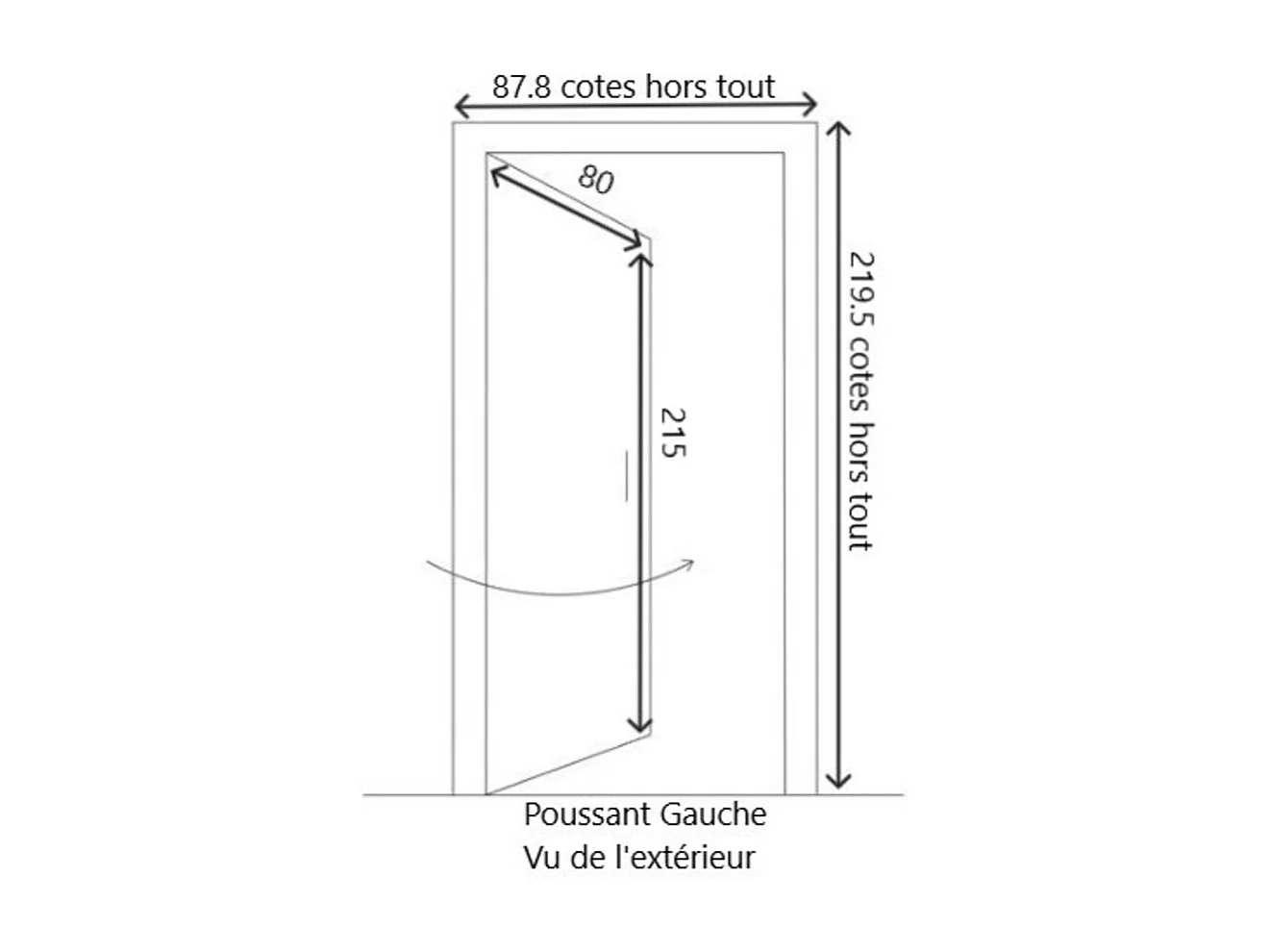 Geglazuurde houten toegangsdeur, Alena, H, 215xl, 80 p, links Bijzettafel