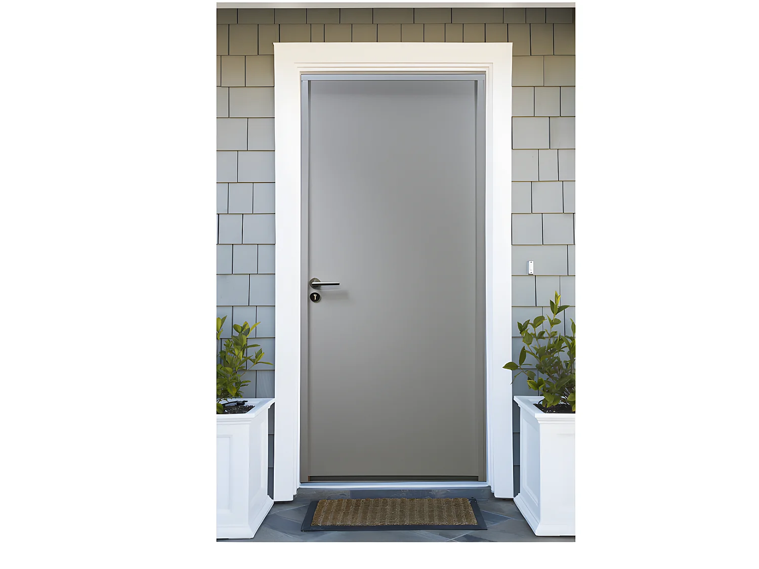 Porte D'entrée Acier Sto, Blanc, H,215xl,80  P, Droit Côtes Tableau Gd Menuiseries