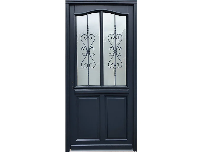 Porte D'Entrée Bois Vitrée, Sanna, H,215Xl,90 P, Droit Cote Tableau