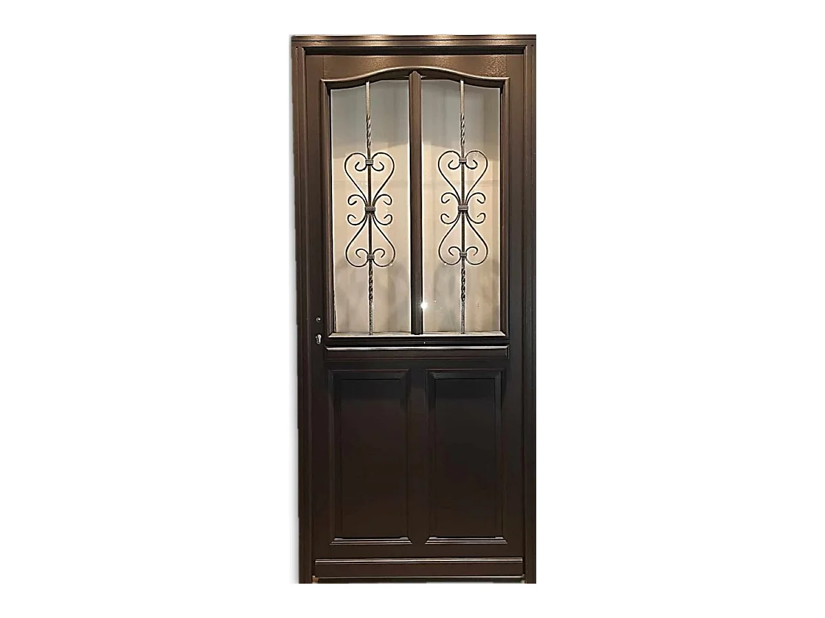 Porte D'Entrée Bois Vitrée, Sanna, H,215Xl,90 P, Droit Cote Tableau
