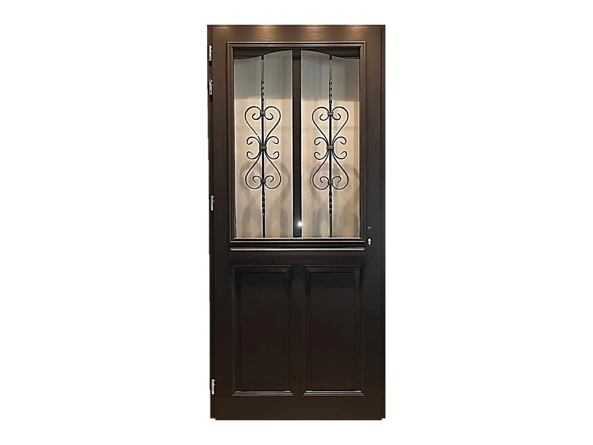 Porte D'Entrée Bois Vitrée, Sanna, H,215Xl,90 P, Droit Cote Tableau