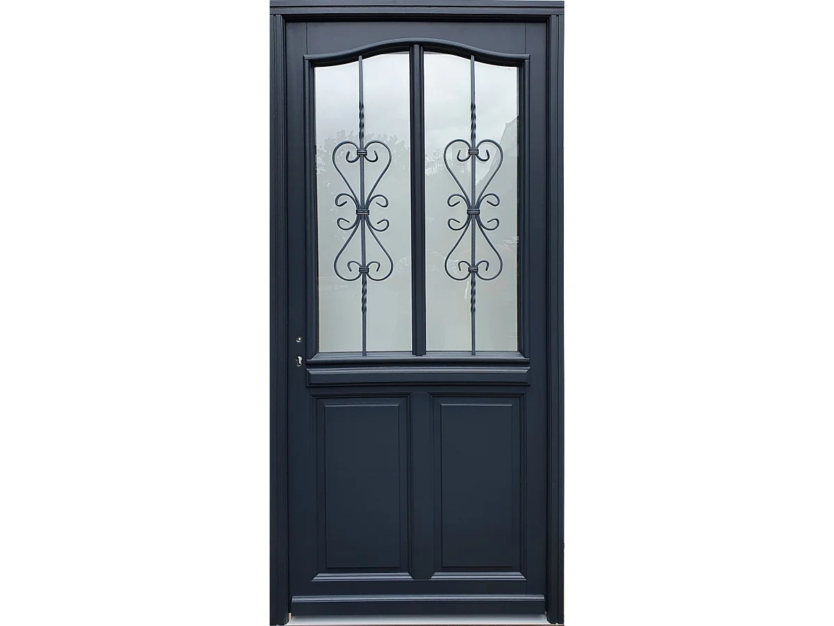 Puerta de entrada de madera con vidrio Sanna, H.215x90 cm, lado de la tabla, p. derecho, GD MENUISERIES sin manilla