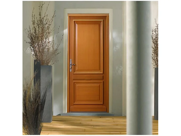 Massief houten toegangsdeur, Saffraan, H, 215xl, 90 st, tafel links