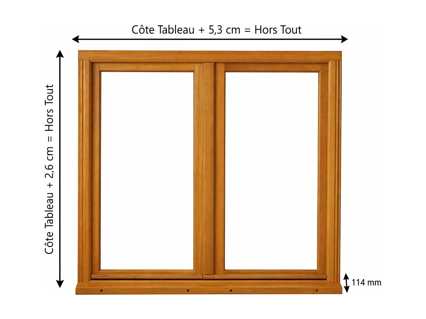 Fenetre Bois 2 Vantaux H115 X L100 Cm Côte Tableau Gd Menuiseries