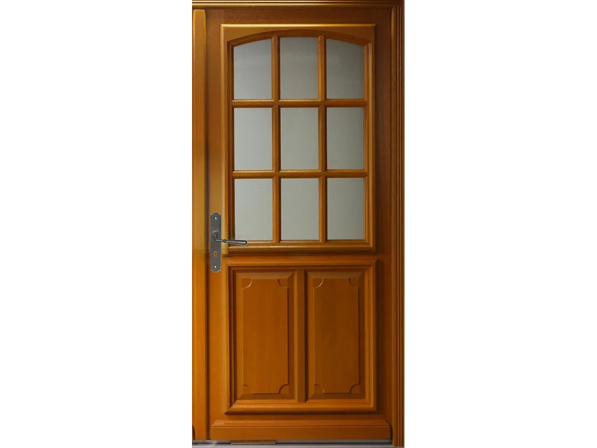 Porte D'entrée Bois Vitrée Marine, H.200 X L.90 Côte Tableau P.droit Gd Menuiseries