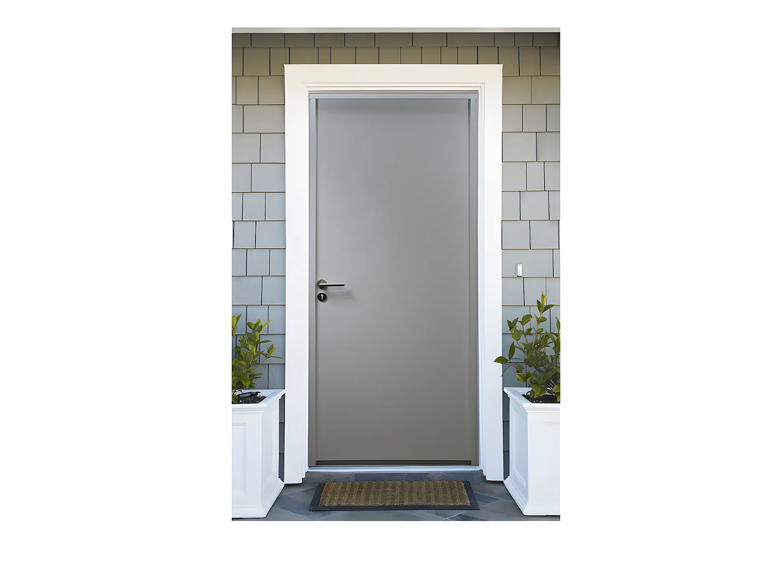 Porte D'entrée Acier Sto, Blanc, H,215xl,90  P, Droit Côtes Tableau Gd Menuiseries