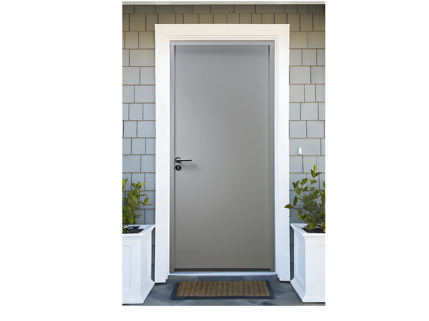 Porte D'entrée Acier Sto, Blanc, H,215xl,90  P, Droit Côtes Tableau Gd Menuiseries