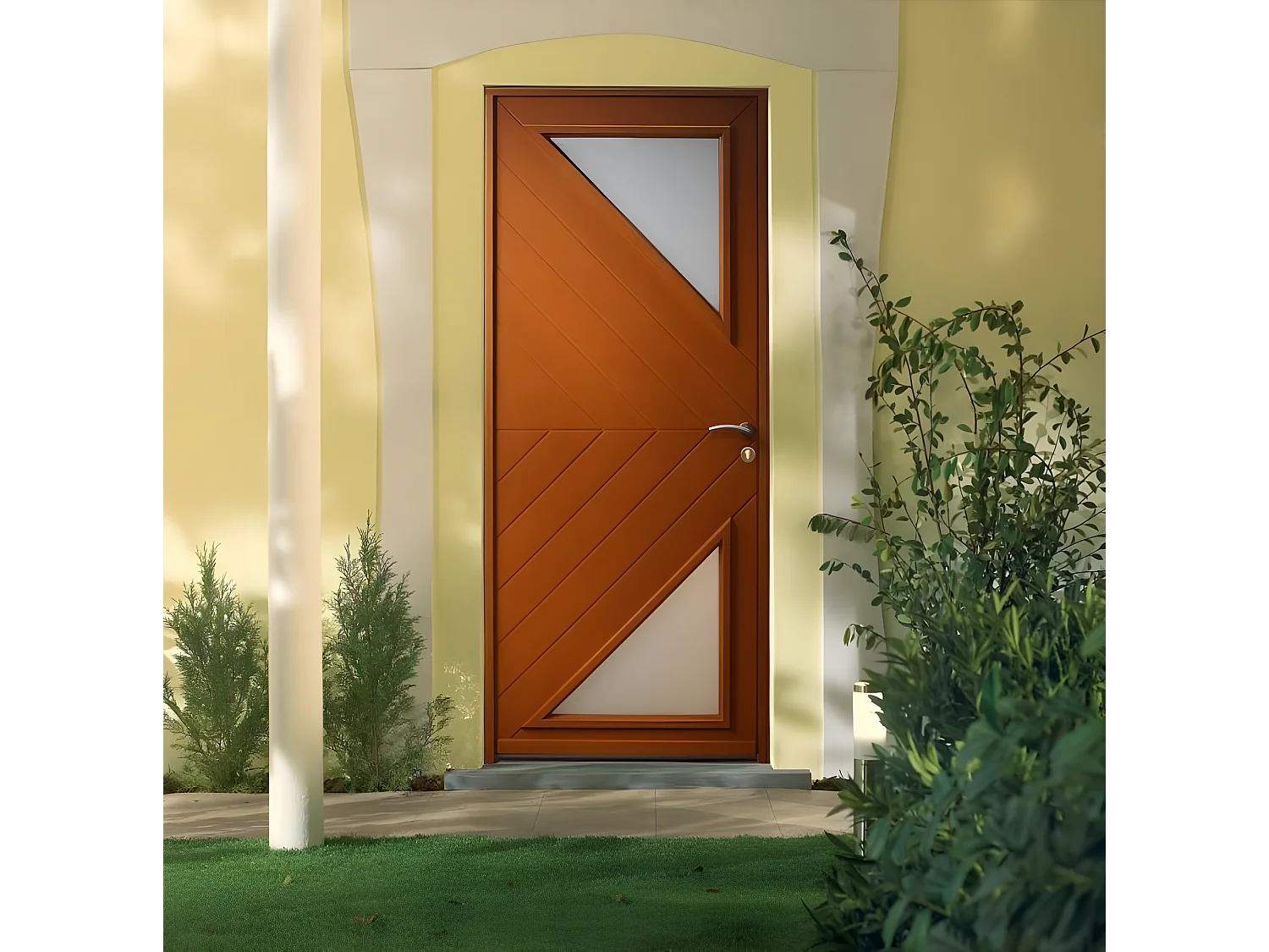 Porte D'entrée Bois Vitrée, Triton, H,215xl,90  P,gauche Côtes Tableau Gd Menuiseries