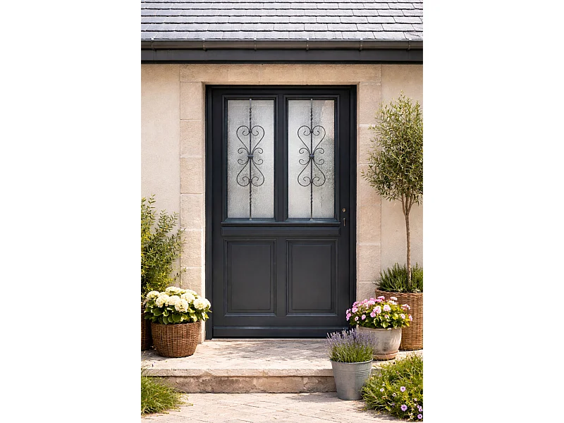 Porte D'entrée Bois Vitrée Sobra, H.215xl.90 Côte Tableau P.gauche Gd Menuiseries