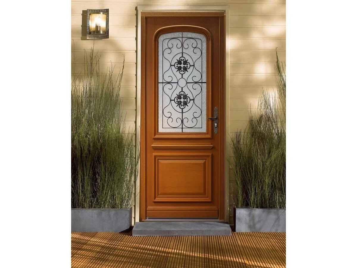 Porte D'entrée Bois Vitrée Adele, H215 X L90 Cm Côte Tableau P. Gauche Gd Menuiseries