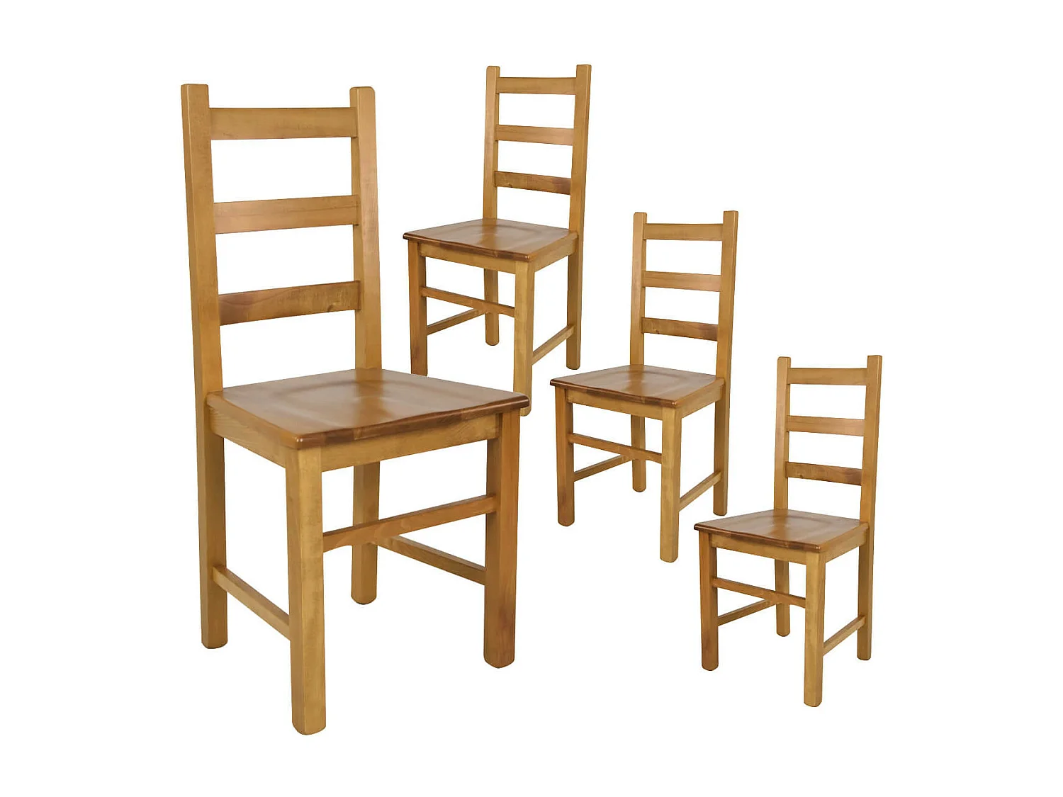 ORTA - Lot de 4 Chaises Teinté Chêne et Assises en Bois