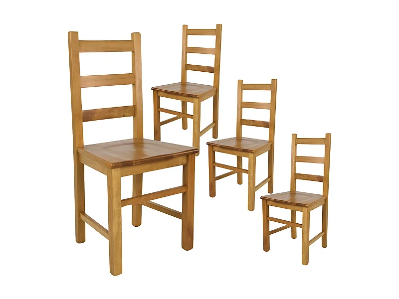 ORTA - Lot de 4 Chaises Teinté Chêne et Assises en Bois