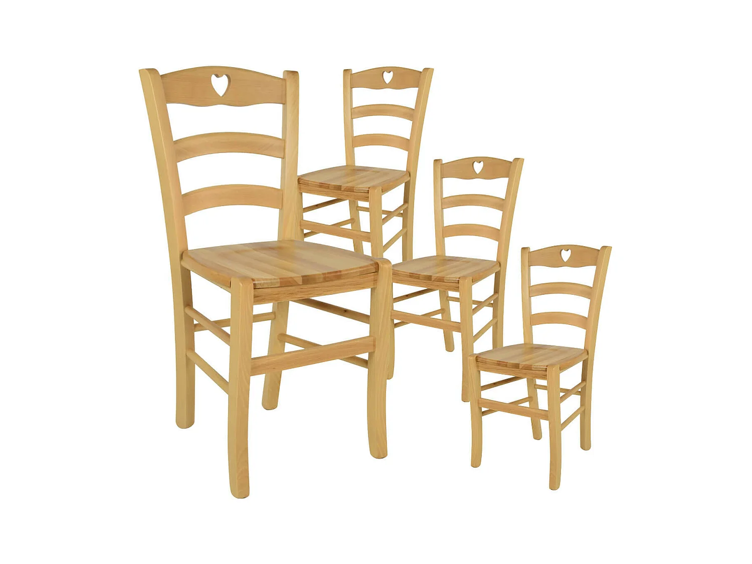 NAPLES - Lot de 4 Chaises Naturelles et Assises en Bois