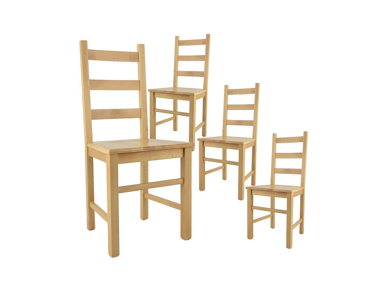 ORTA - Lot de 4 Chaises Naturelles et Assises en Bois