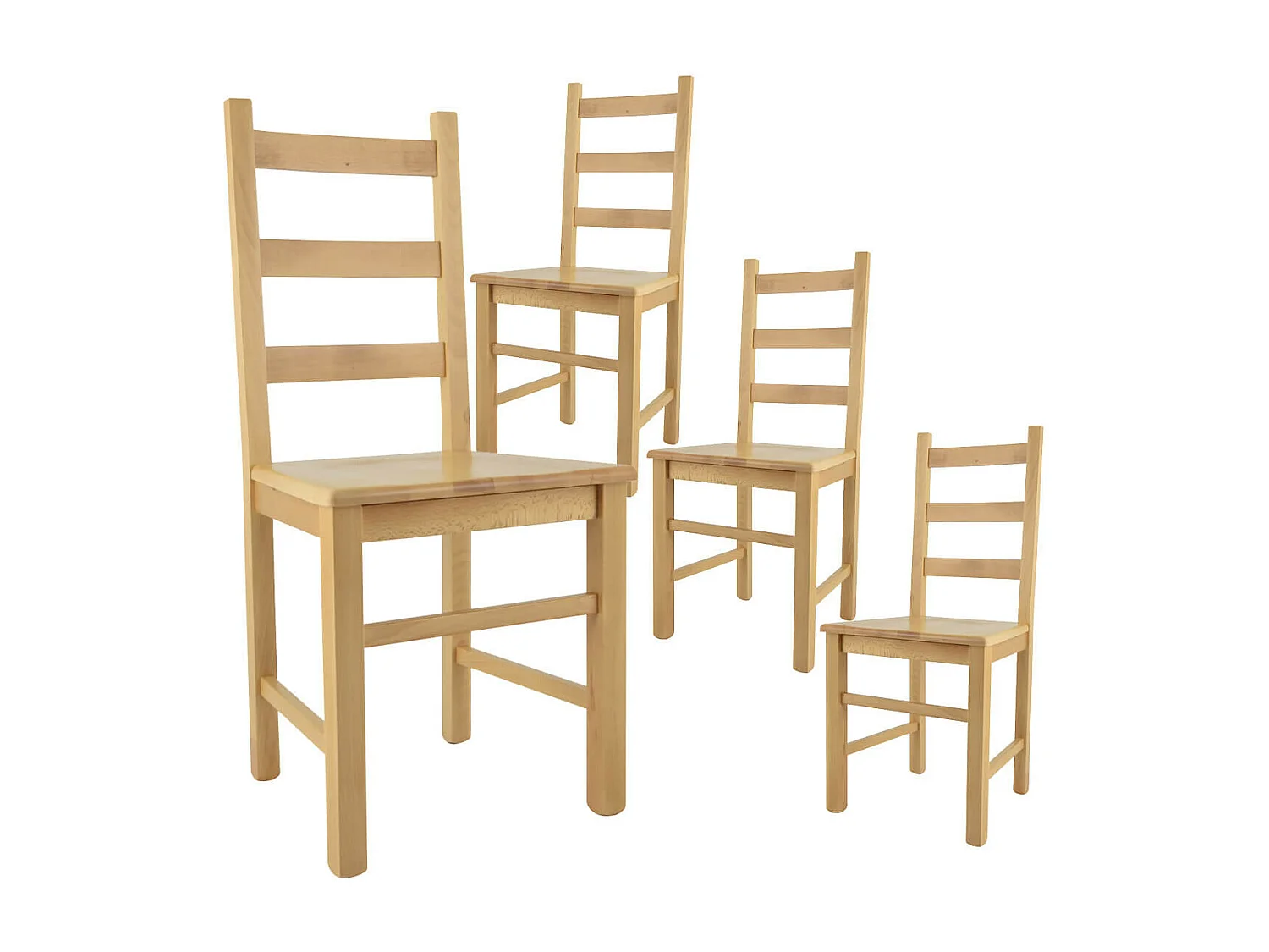 ORTA - Lot de 4 Chaises Naturelles et Assises en Bois