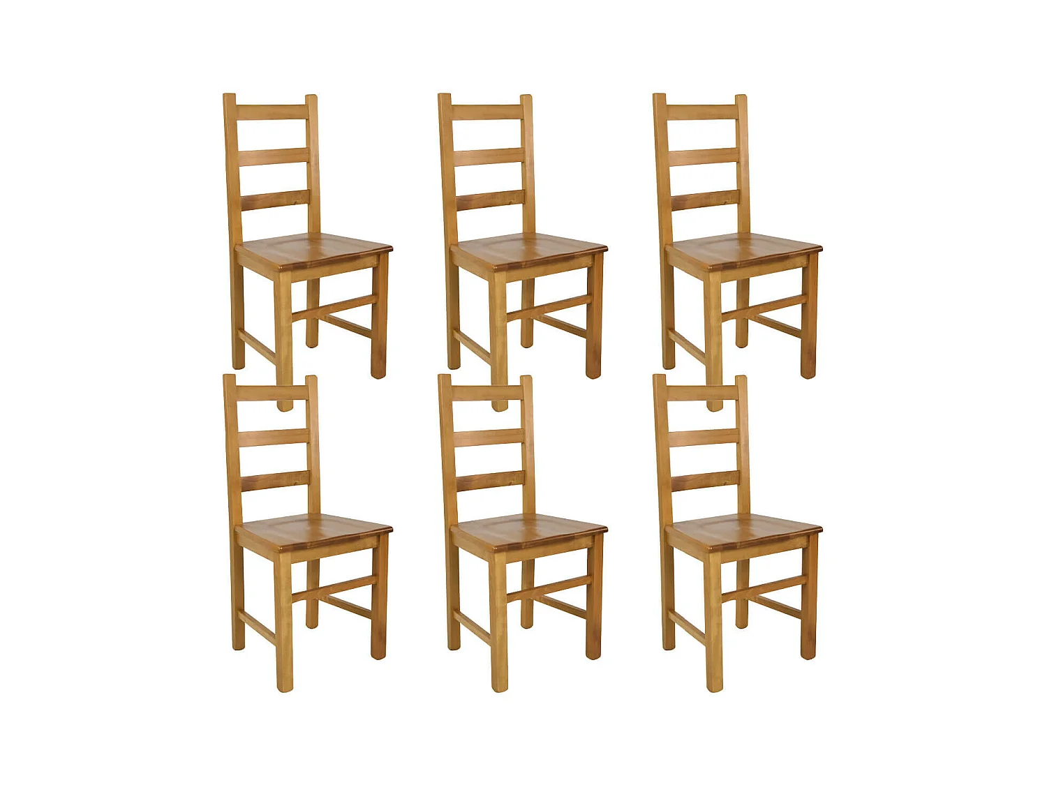 ORTA - Lot de 6 Chaises Teinté Chêne et Assises en Bois