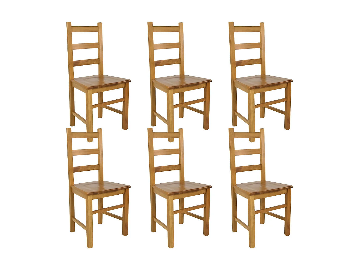 ORTA - Lot de 6 Chaises Teinté Chêne et Assises en Bois