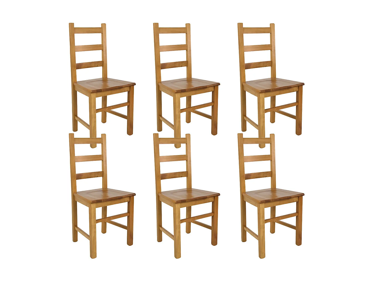 ORTA - Lot de 6 Chaises Teinté Chêne et Assises en Bois
