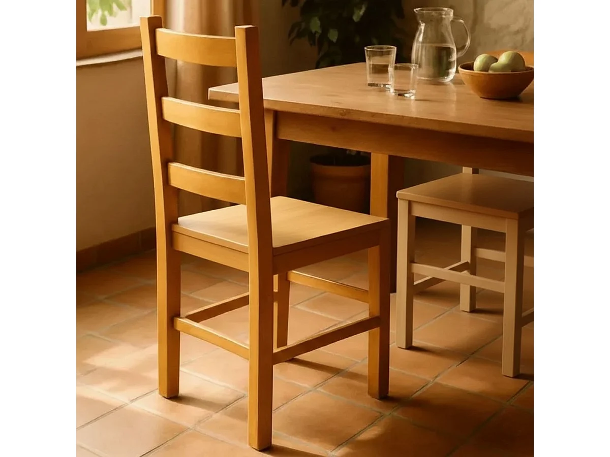 ORTA - Lot de 6 Chaises Teinté Chêne et Assises en Bois