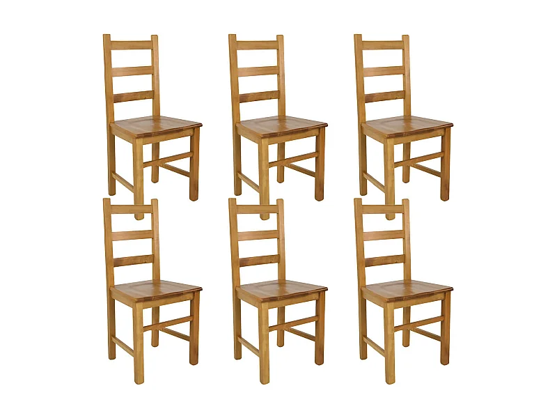 ORTA - Lot de 6 Chaises Teinté Chêne et Assises en Bois