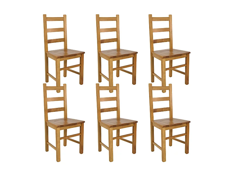 ORTA - Lot de 6 Chaises Teinté Chêne et Assises en Bois
