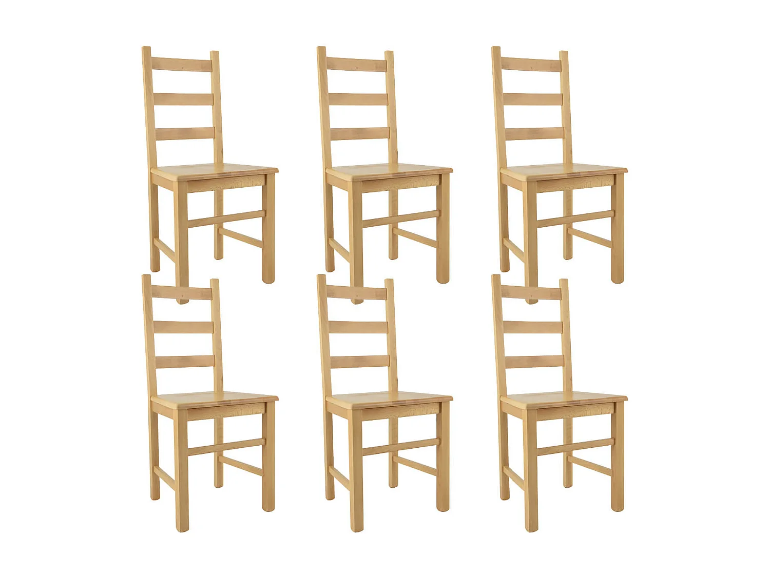 ORTA - Lot de 6 Chaises Naturelles et Assises en Bois