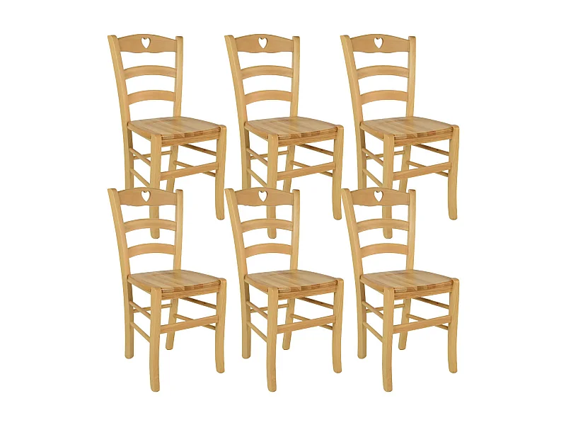 NAPLES - Lot de 6 Chaises Naturelles et Assises en Bois