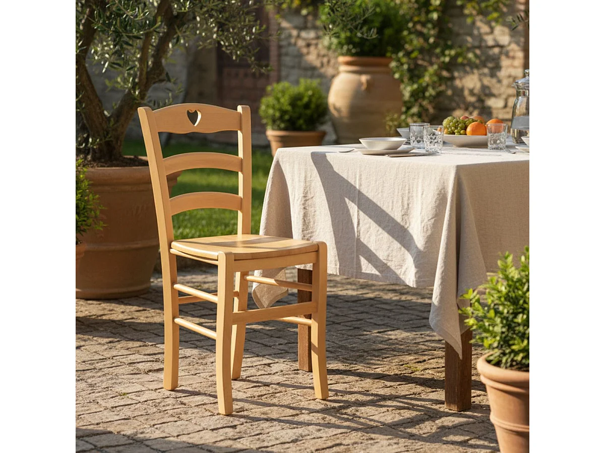 NAPLES - Lot de 6 Chaises Naturelles et Assises en Bois