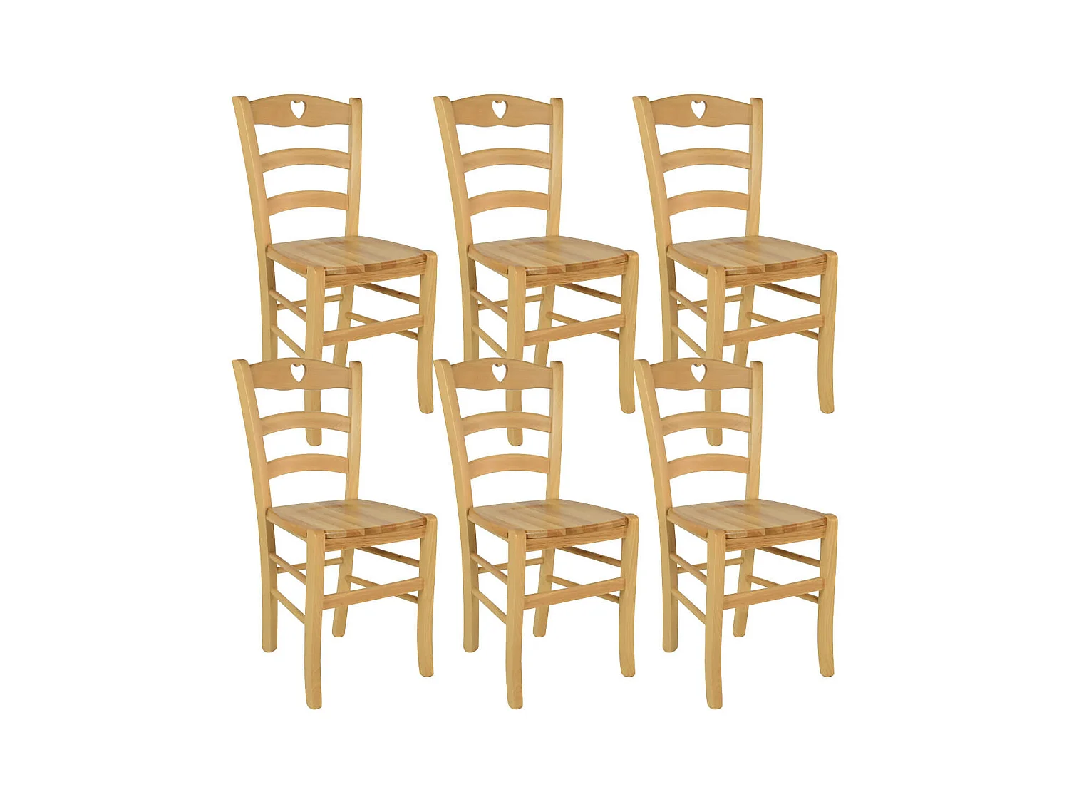 NAPLES - Lot de 6 Chaises Naturelles et Assises en Bois