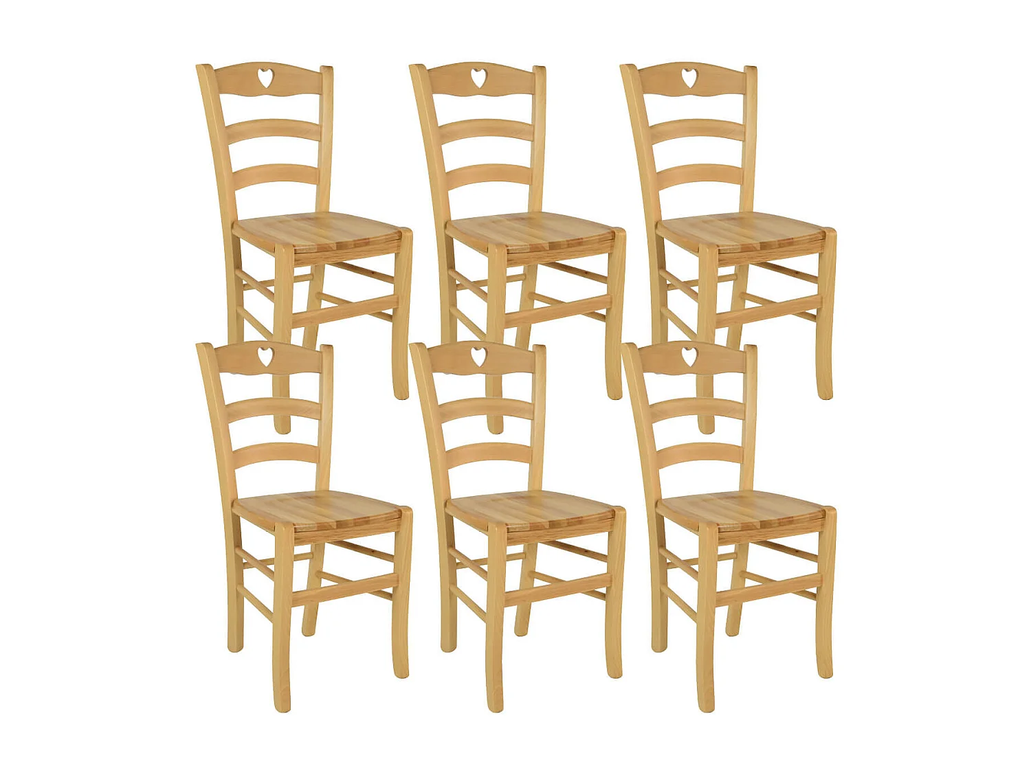 NAPLES - Lot de 6 Chaises Naturelles et Assises en Bois