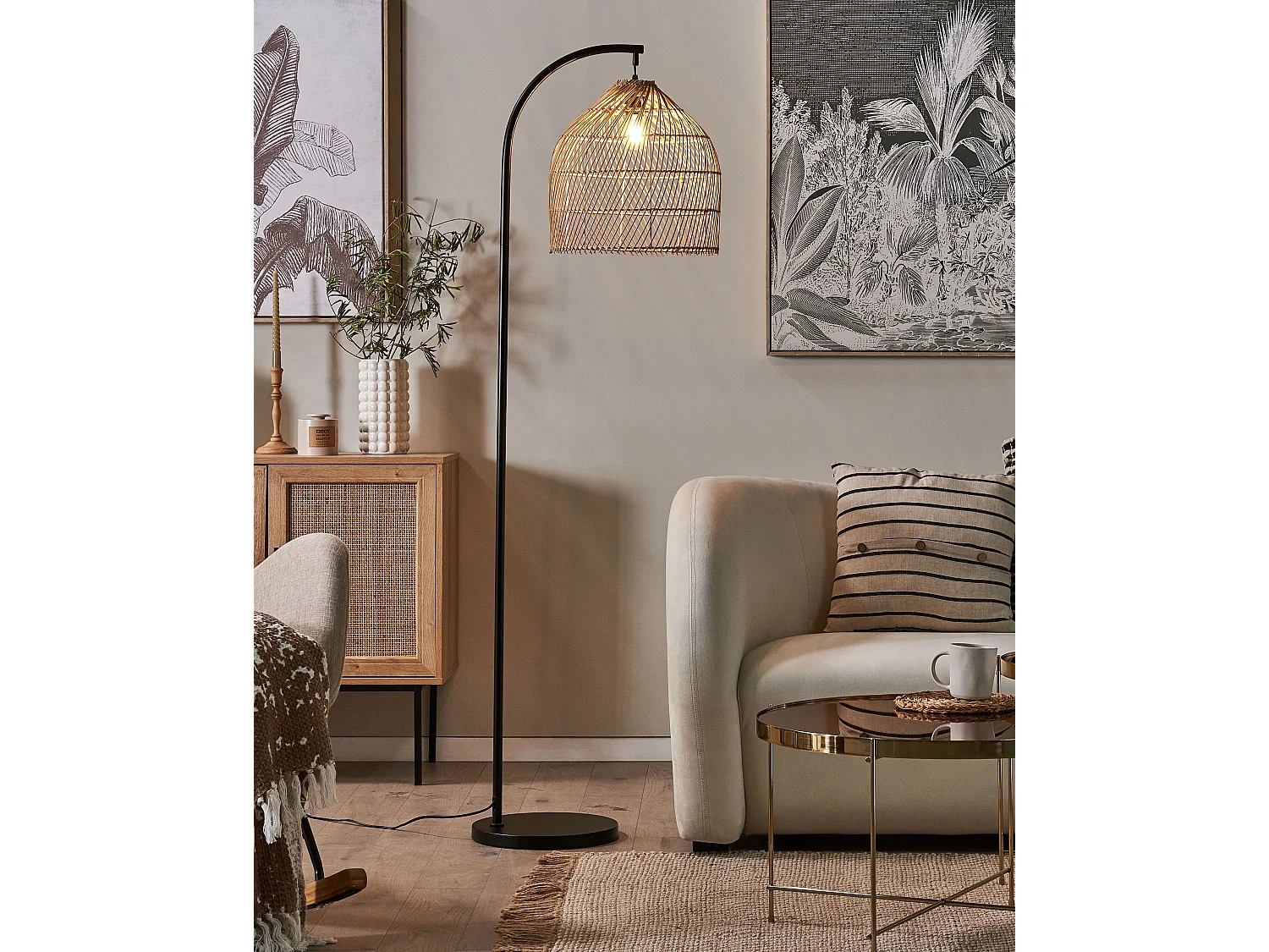 Lampadaire BERNICA Rotin Naturel