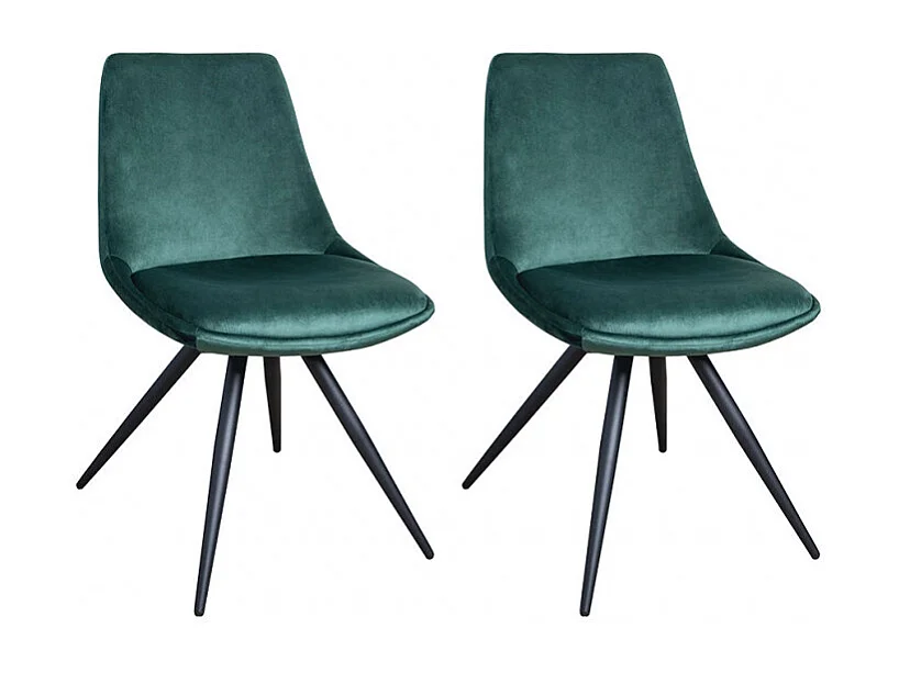 Lot de 2 chaises en velours vert canard - LOUNA