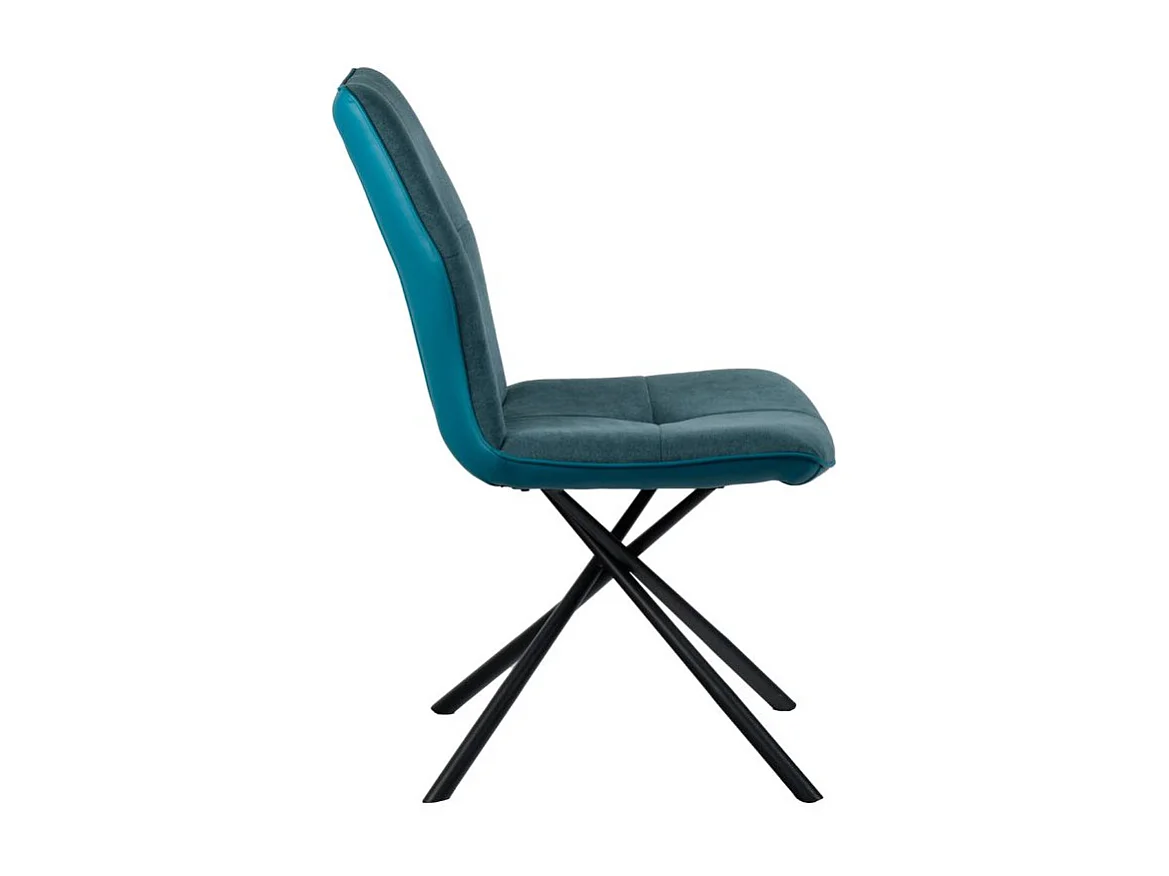 Lot 2 chaises en tissu bleu canard et simili pieds métal - MONTAINE