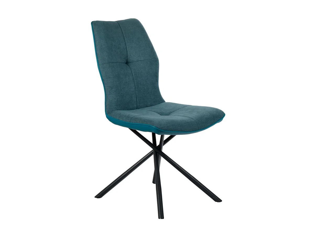 Lot 2 chaises en tissu bleu canard et simili pieds métal - MONTAINE