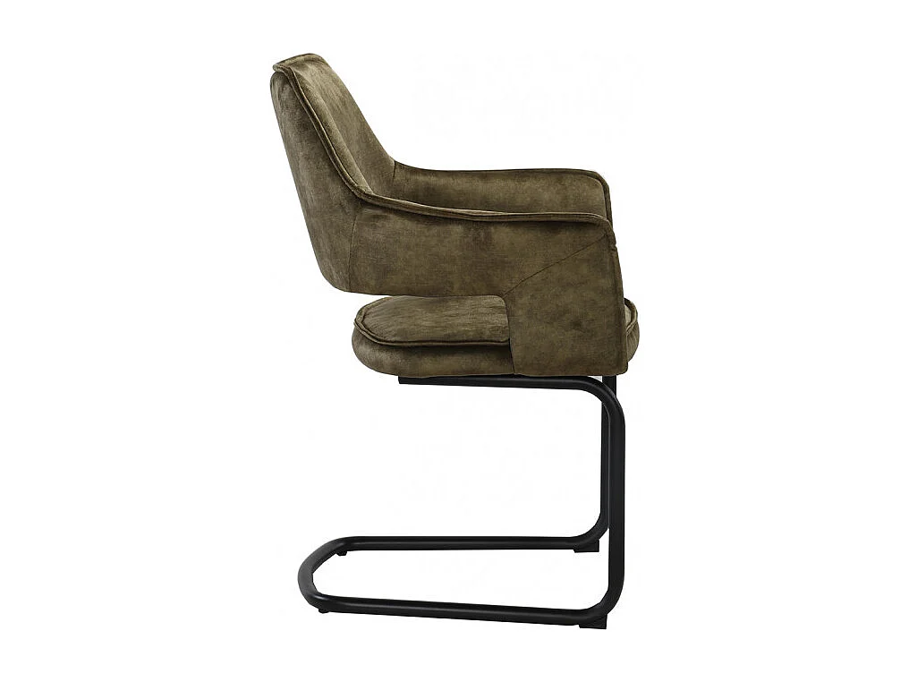 Lot de 2 chaises tissu vert et piétement en métal noir - RIO