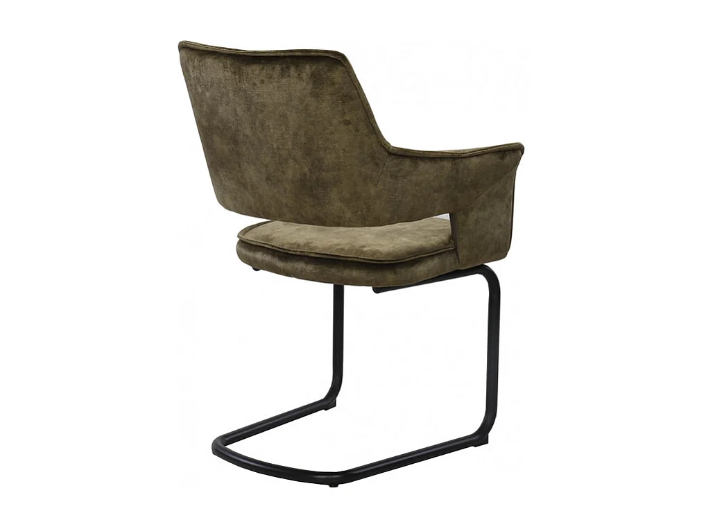 Lot de 2 chaises tissu vert et piétement en métal noir - RIO