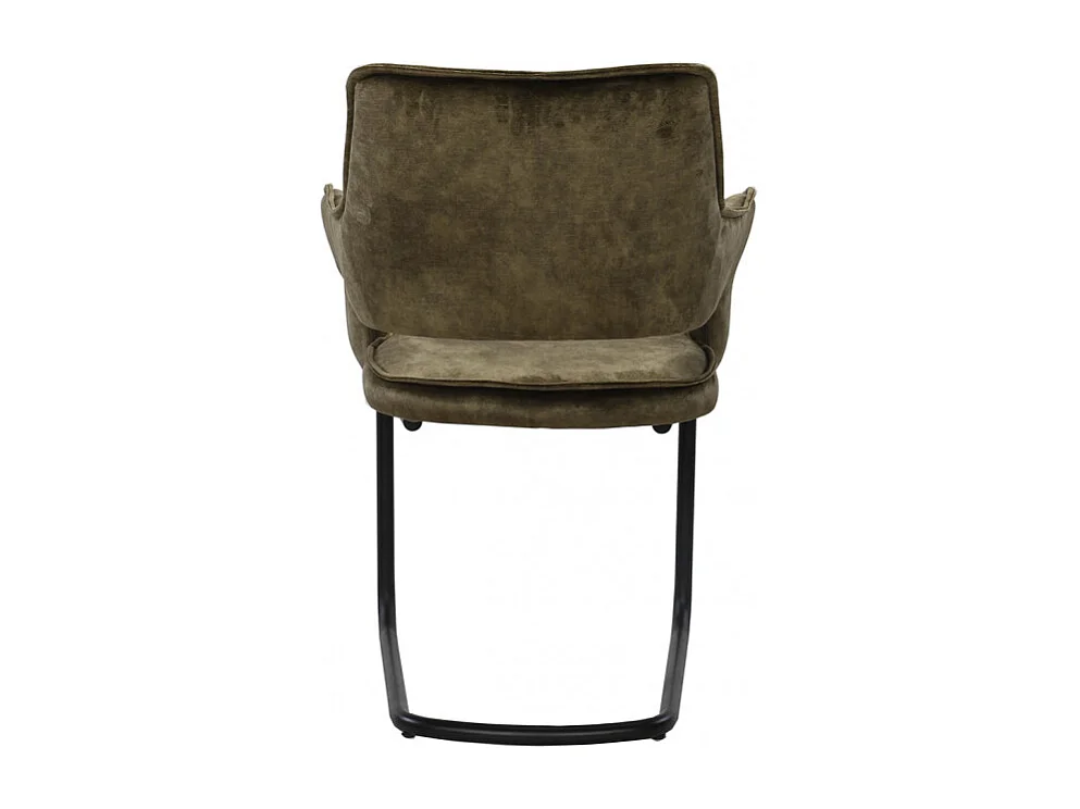 Lot de 2 chaises tissu vert et piétement en métal noir - RIO