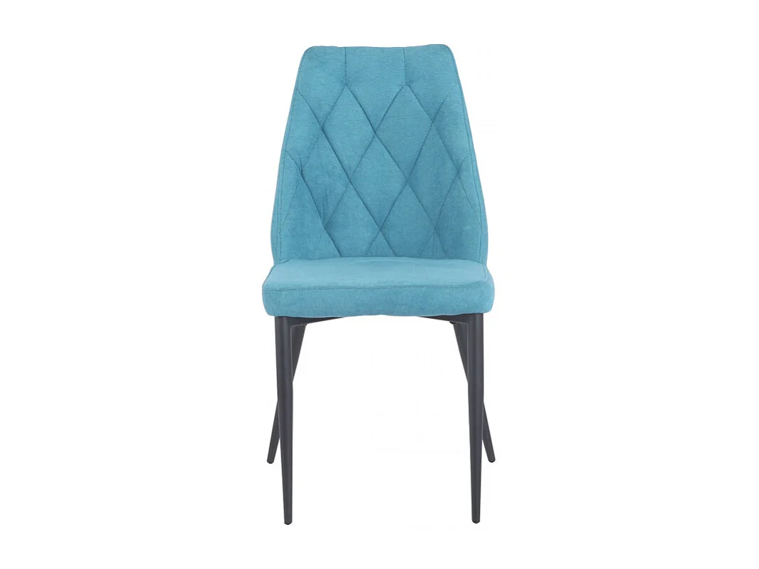 Lot de 2 chaises en tissu bleu et pieds métal noir - RITA