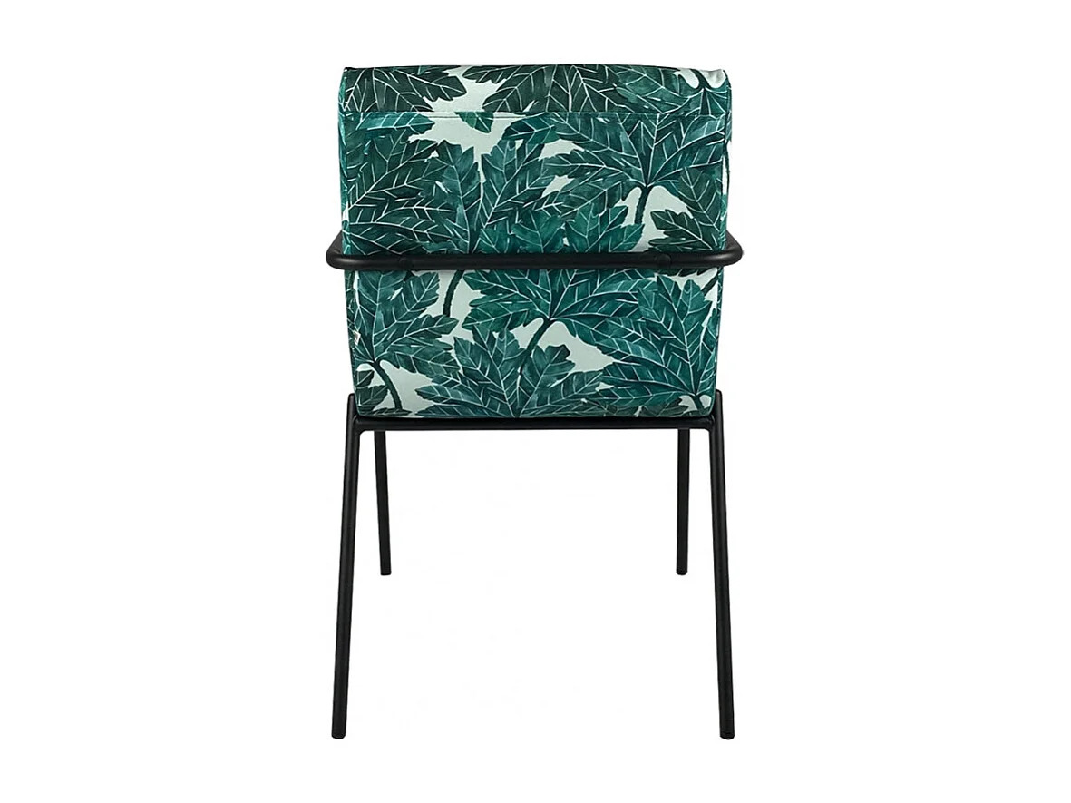 Lot de 2 chaises en tissu vert motif feuilles avec accoudoirs - OFFICE 1708