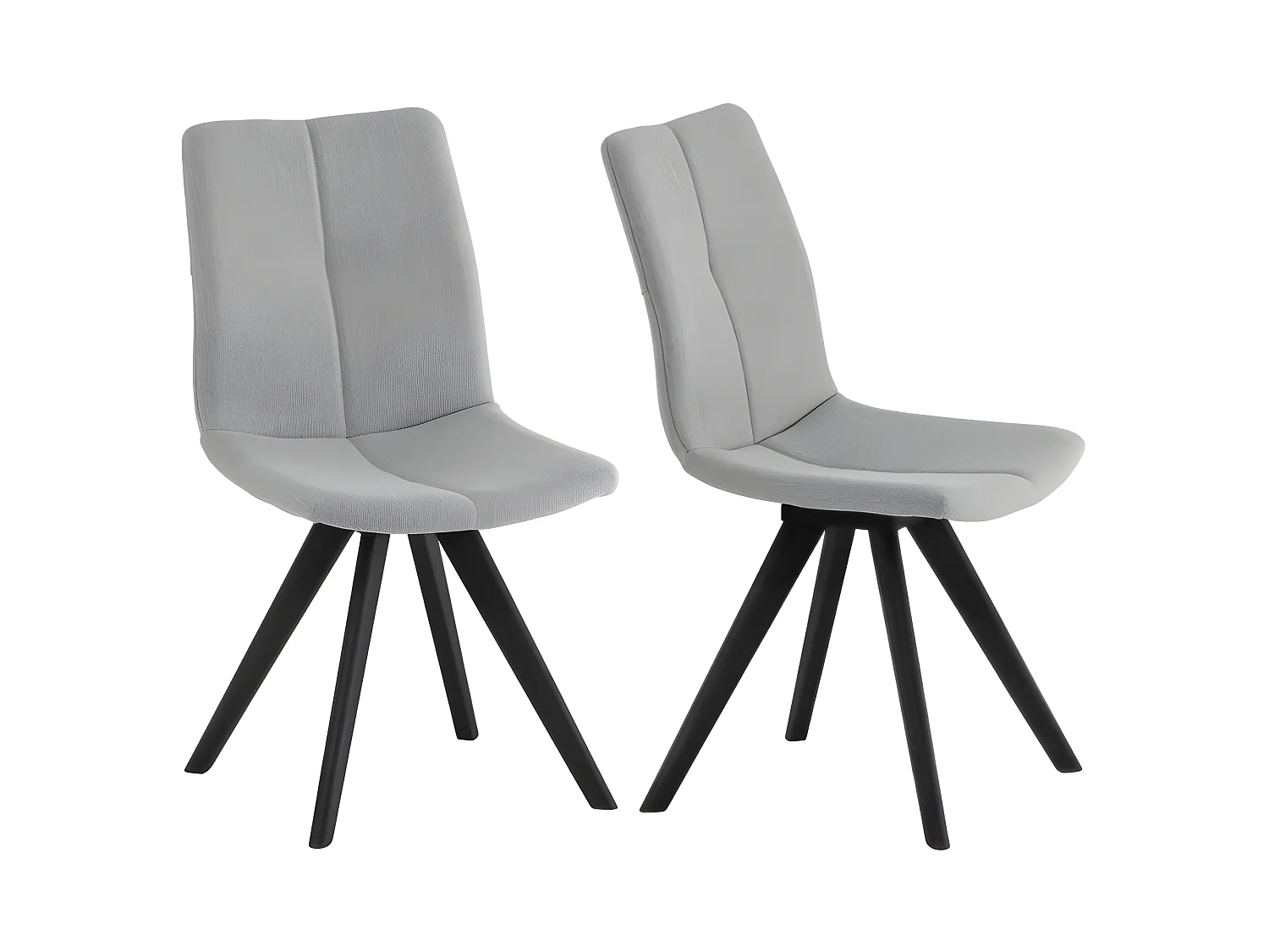 Lot 2 chaises tissu gris clair et piètement chêne massif noir - MISU