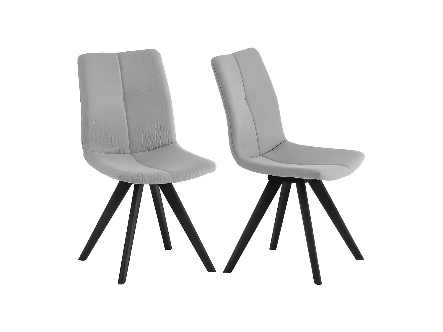Lot 2 chaises tissu gris clair et piètement chêne massif noir - MISU