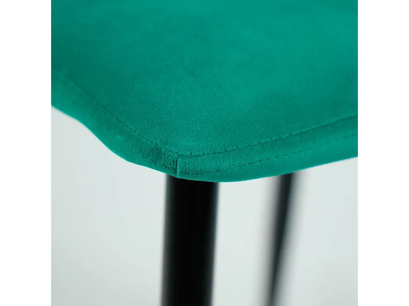 Lot de 2 chaises matelassées en velours vert pied métal noir - LOUISE