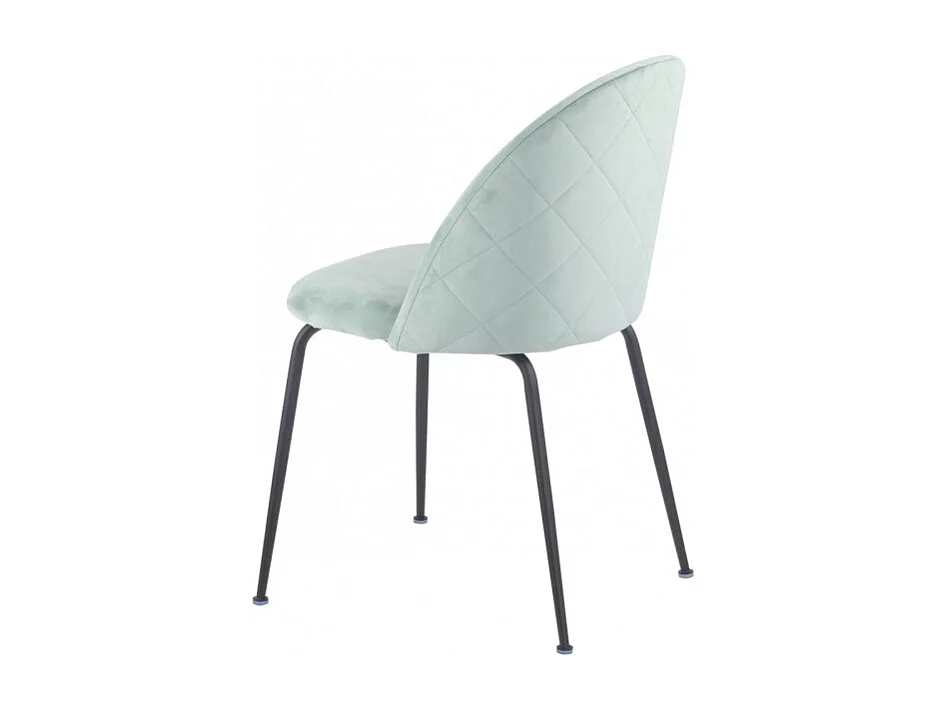 Lot de 2 chaises en velours vert et pieds métal noir - FARA