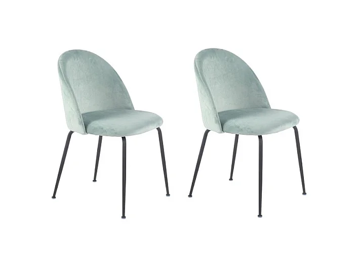 Lot de 2 chaises en velours vert et pieds métal noir - FARA