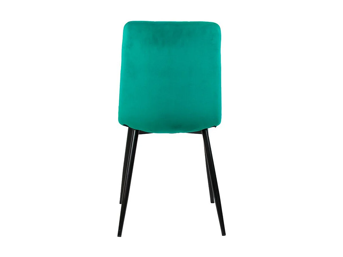 Lot de 4 chaises matelassées en velours vert pied métal noir - LOUISE
