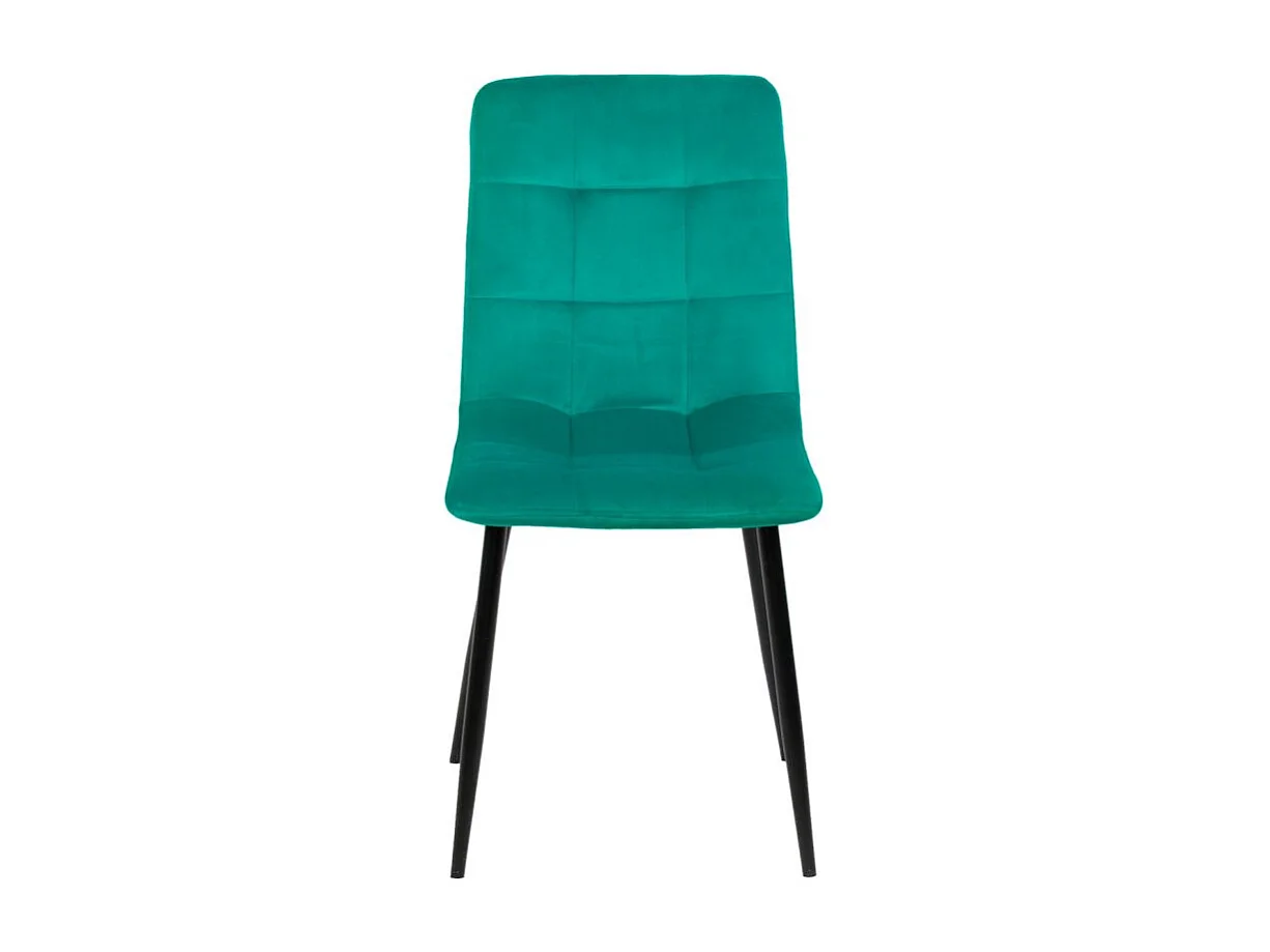 Lot de 4 chaises capitonnées en velours vert pied métal noir - LOUISE