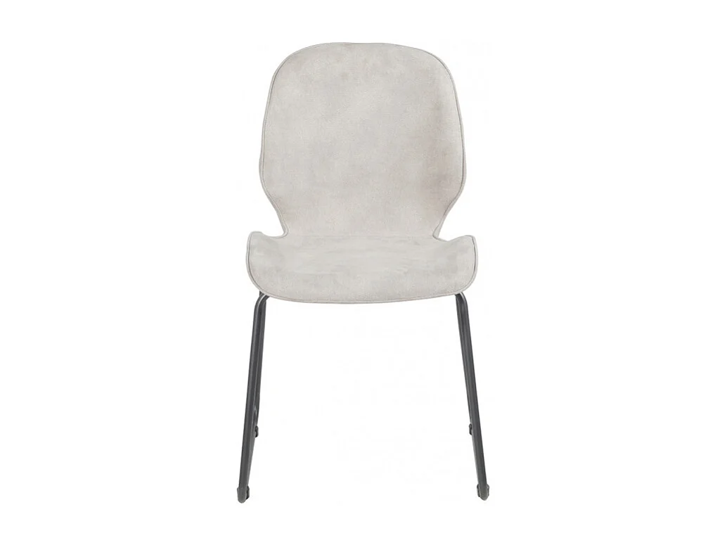 Lot de 2 chaises en suédine gris clair et pieds luge métal - PANAMA