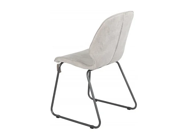 Lot de 2 chaises en suédine gris clair et pieds luge métal - PANAMA